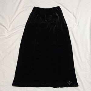 Girls' Black Velvet Maxi Skirt